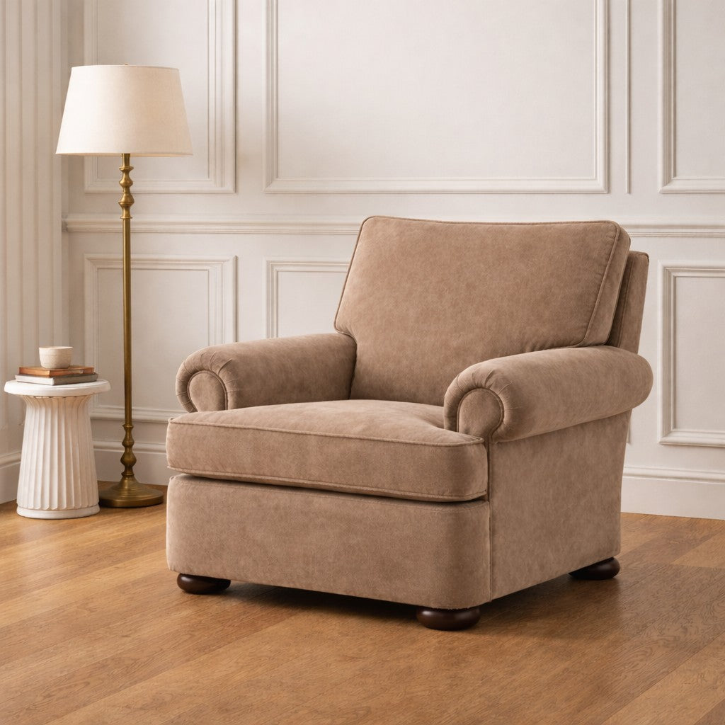 Montpellier Champagne Grey Velvet Armchair