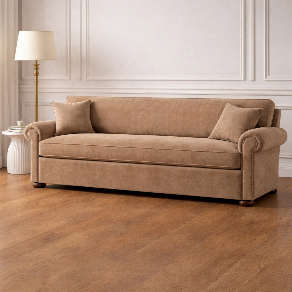 Montpellier Champagne Grey Velvet 3 Seat Sofa