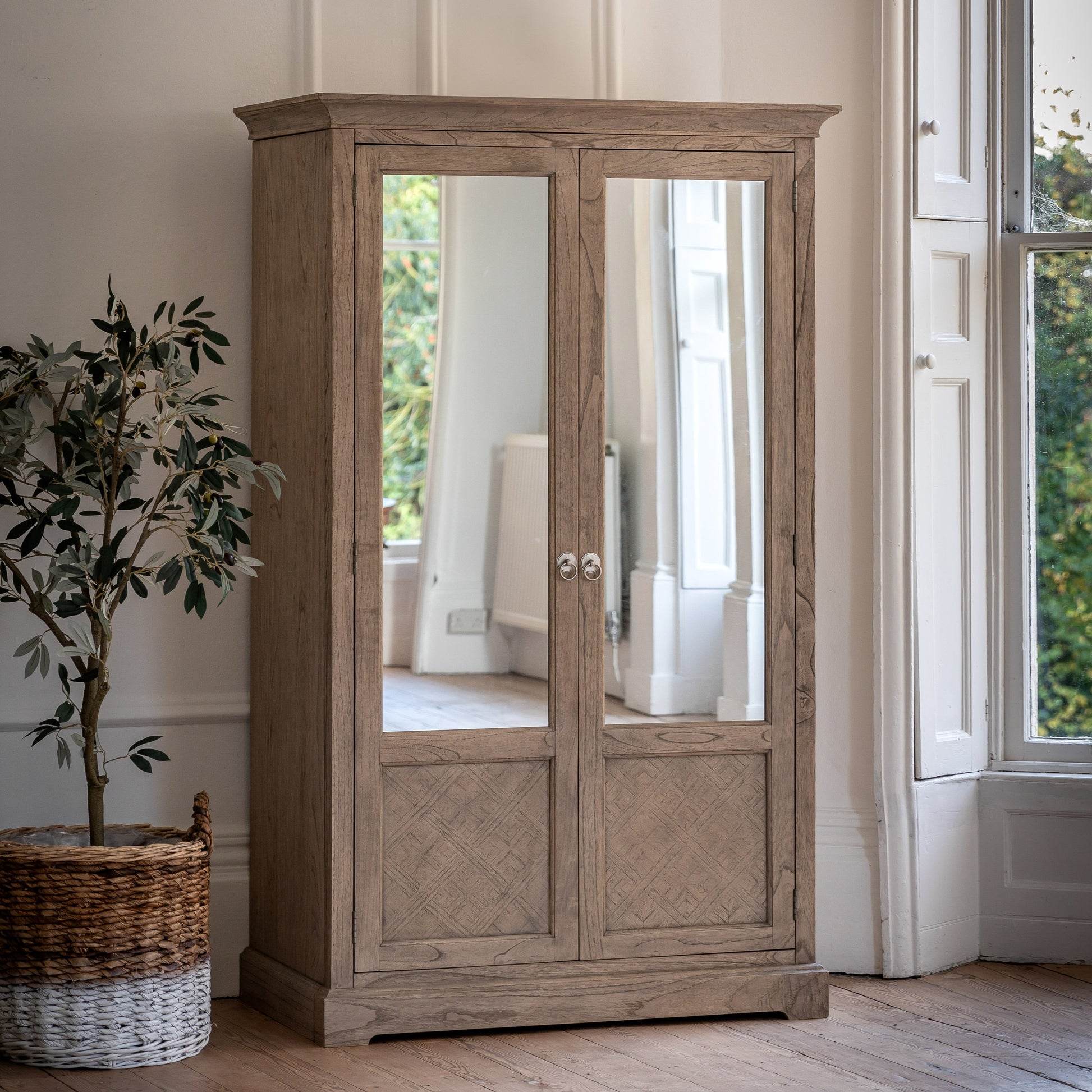 Mustique Weathered Double Mirrored Wardrobe