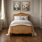 Oak Single French Rattan Bed