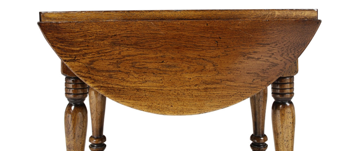 Dark Oak Oval Coffee Table with Drop Leaves