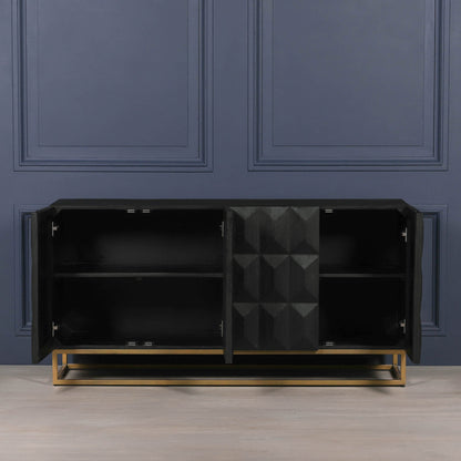 Black Contemporary Diamond Pattern Sideboard