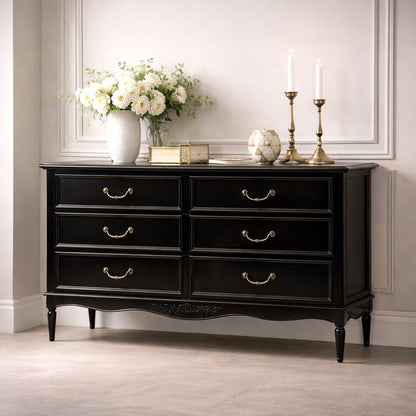 Parisian Noir Louis French 6 Drawer Wide Chest