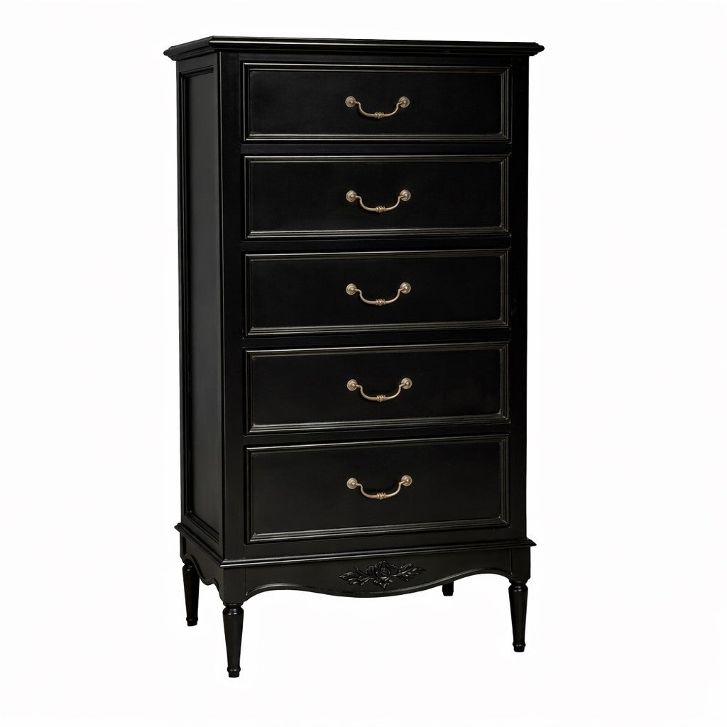 Parisian Noir Louis French 5 Drawer Tall Chest