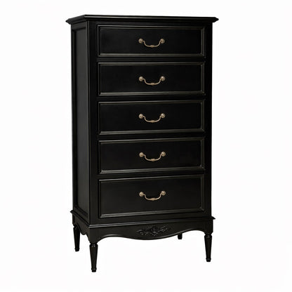 Parisian Noir Louis French 5 Drawer Tall Chest