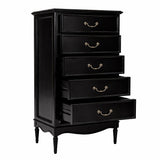 Parisian Noir Louis French 5 Drawer Tall Chest