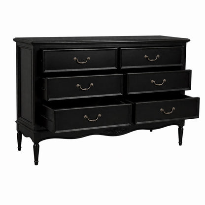 Parisian Noir Louis French 6 Drawer Wide Chest