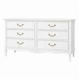 Parisian White French 6 Drawer Wide Chest