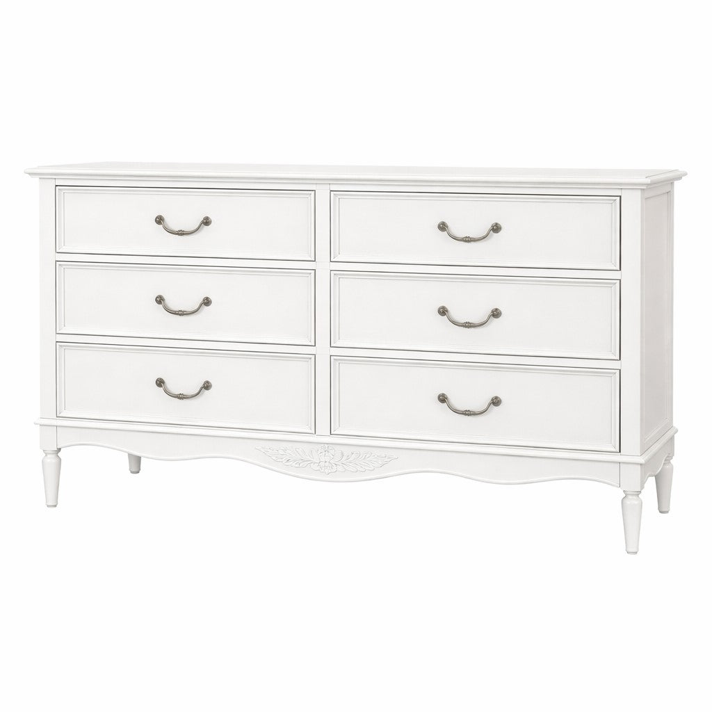 Parisian White French 6 Drawer Wide Chest