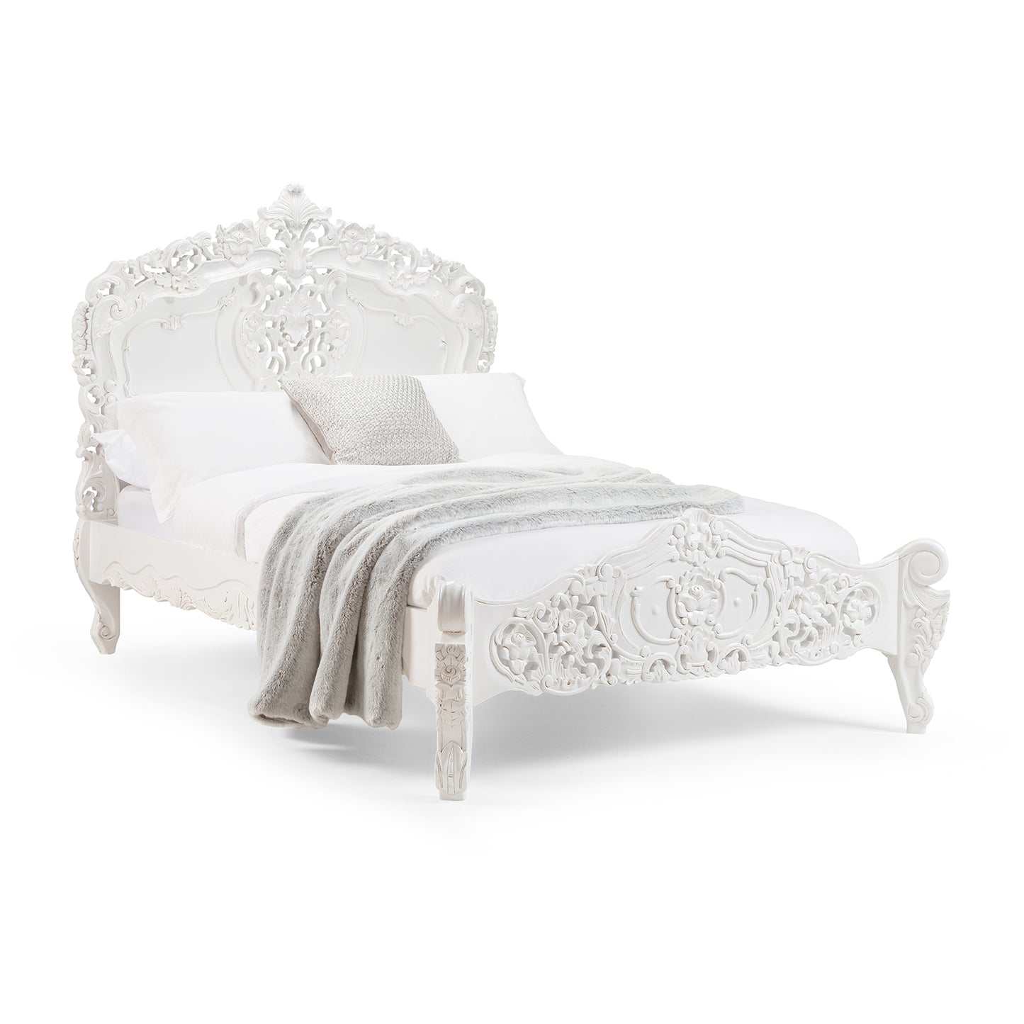 Rococo Heavily Carved French Bed