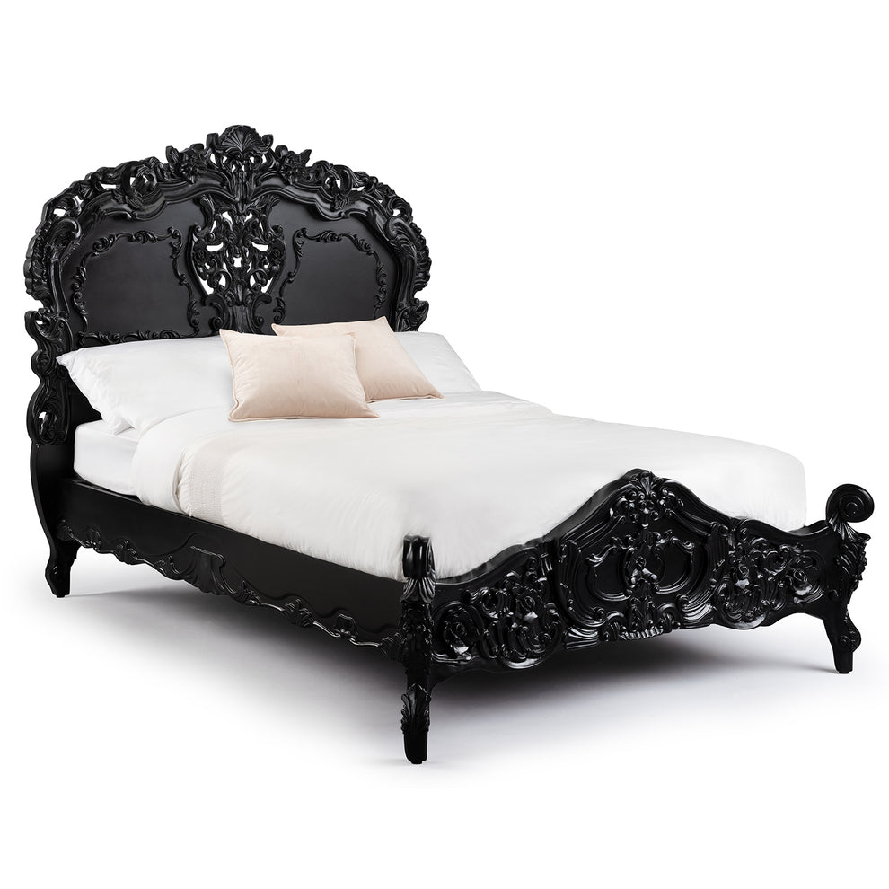 Rococo Heavily Carved French Bed - Maison Haven Furniture