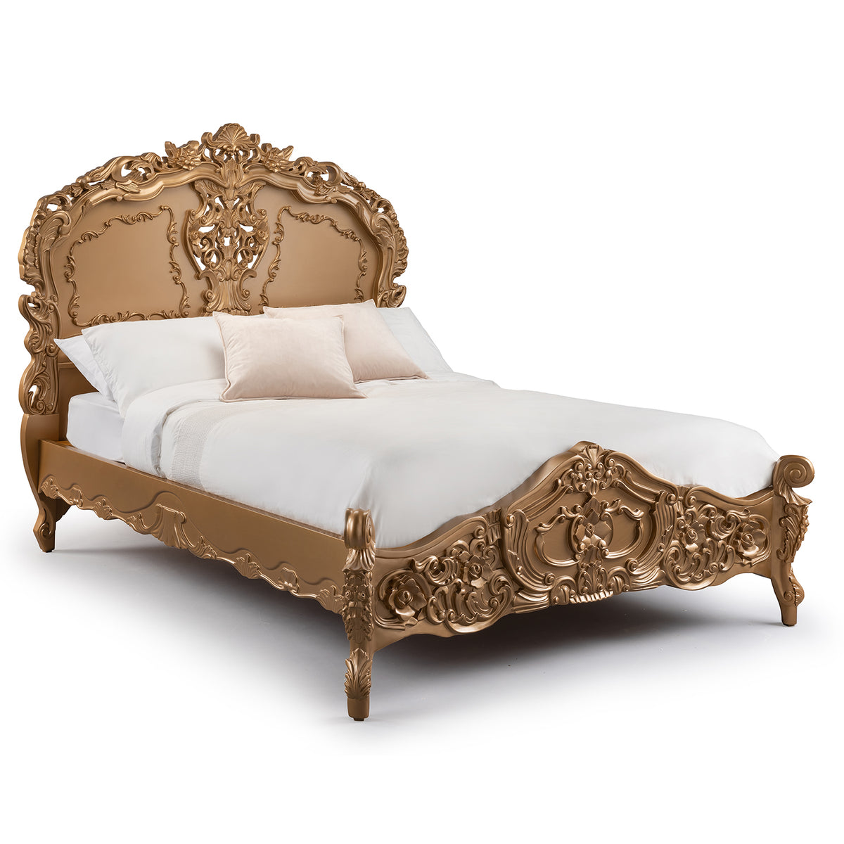 Rococo Heavily Carved French Bed - Maison Haven Furniture