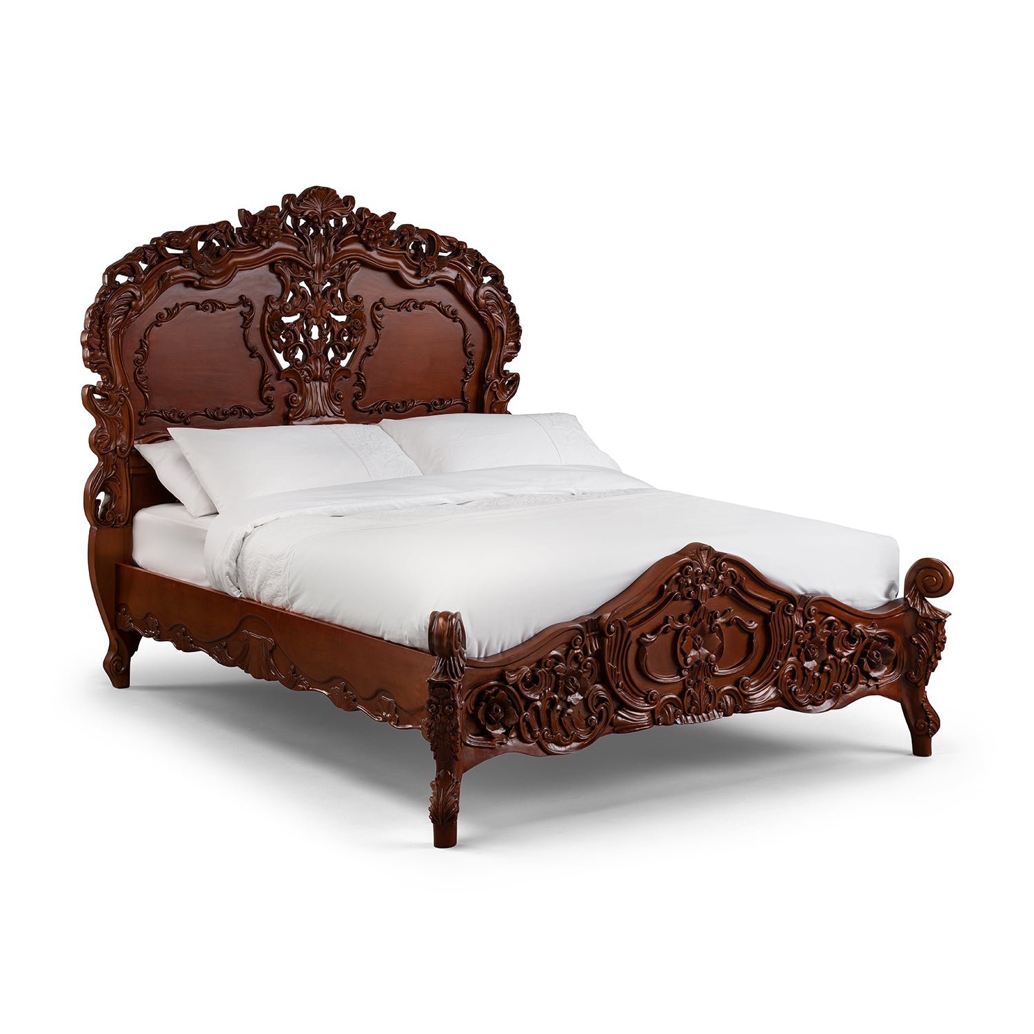 Rococo Heavily Carved French Bed