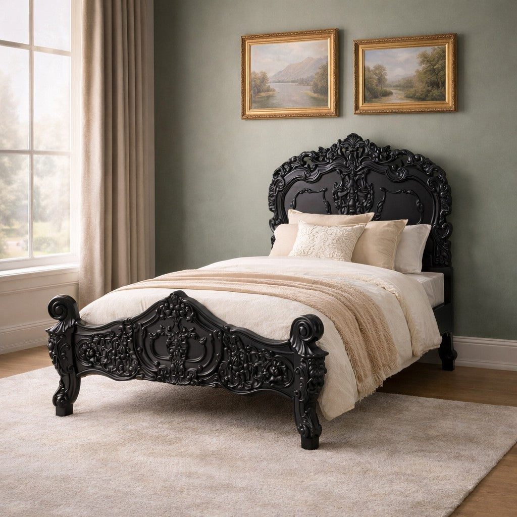 Single Rococo French Carved Bed