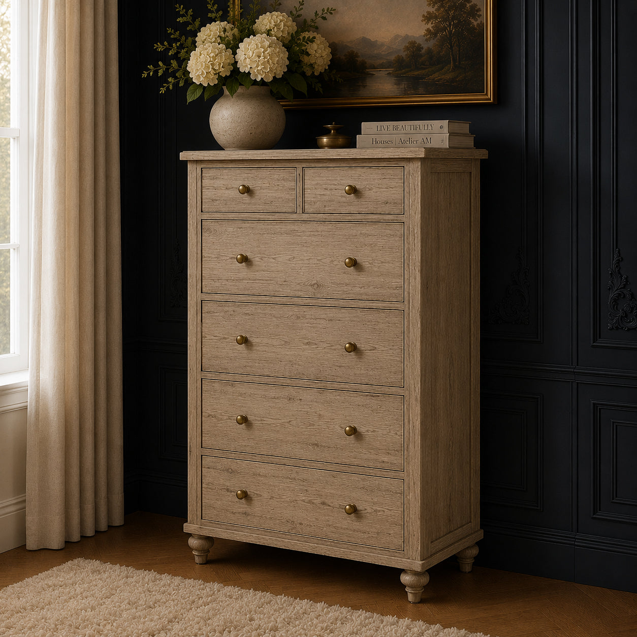 Sandy Lane French 6 Drawer Tall Chest