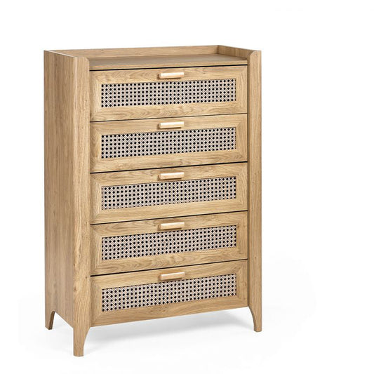 Sydney Rattan Front 5 Drawer Chest