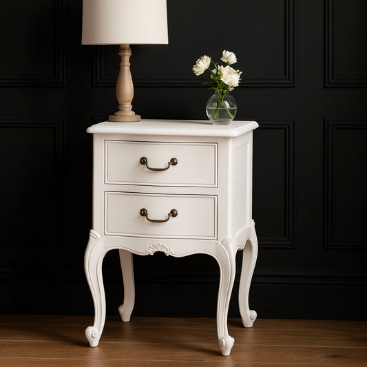 Tiffany French Antique White Bedside Table