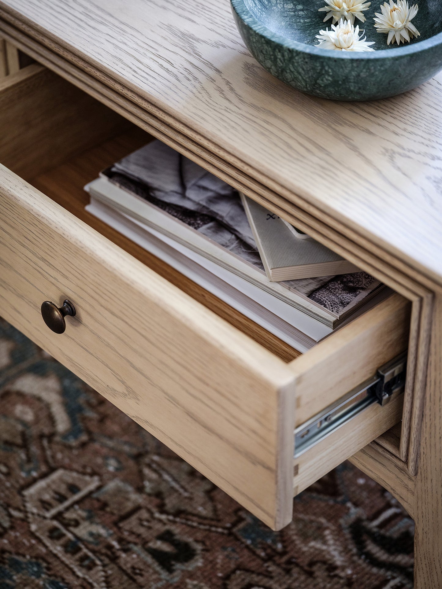 Drawer View for Toulon French Oak Coffee Table