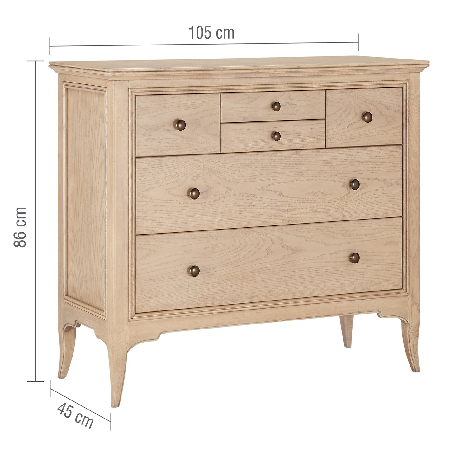 Toulon French Chest of Drawers - Oak