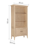 Toulon French Oak Bookcase - Dimensions