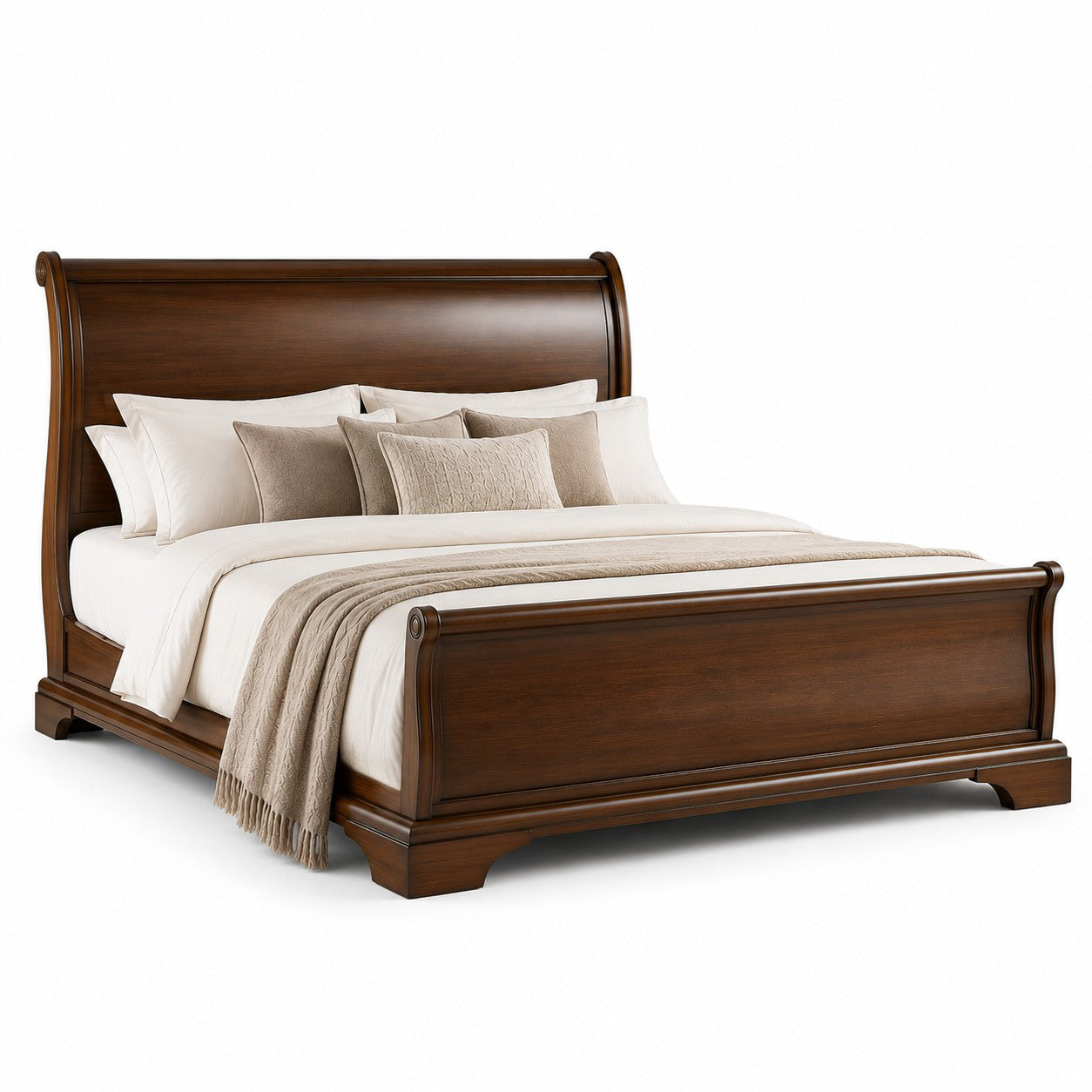 Toulouse French Sleigh Bed - Mahogany