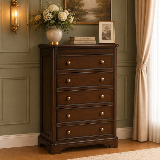Toulouse Sleigh French 5 Drawer Tall Chest