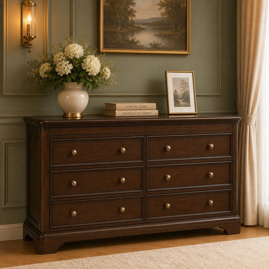 Toulouse Sleigh French 6 Drawer Wide Chest - Bedroom