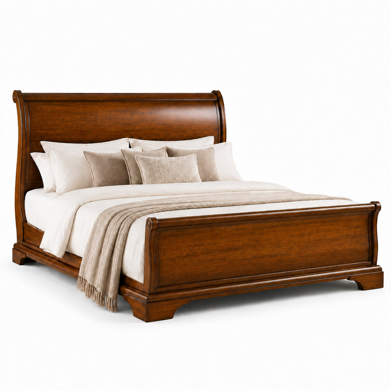 Toulouse Sleigh French Bed - Mahogany