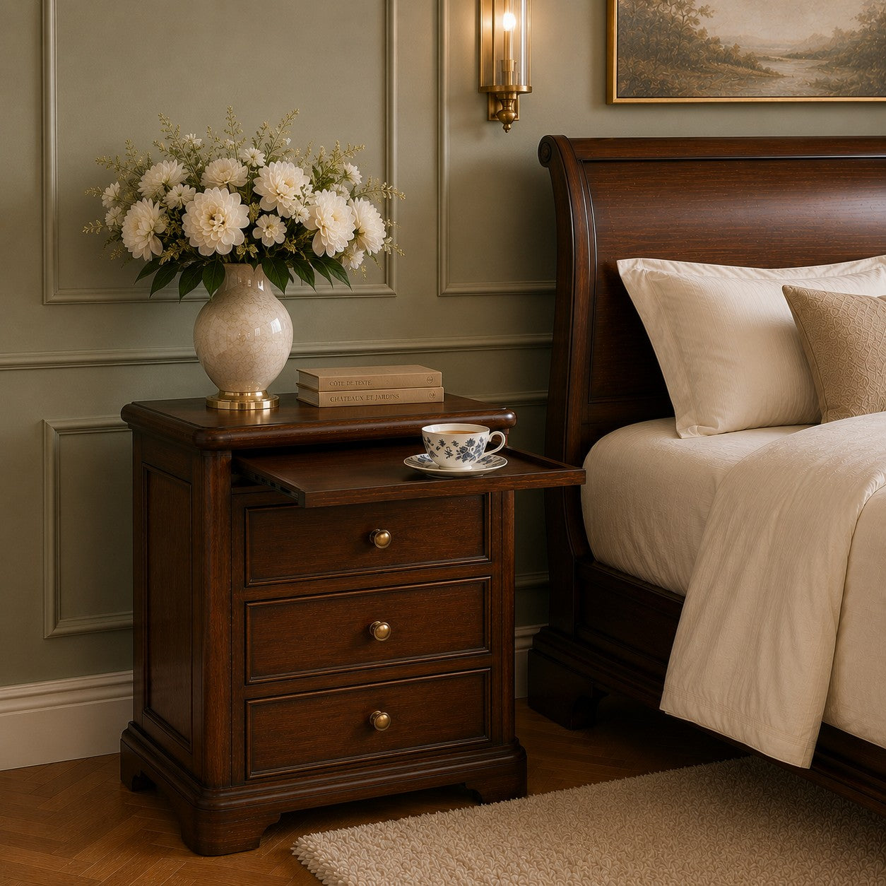 Toulouse Sleigh French Bedside Table
