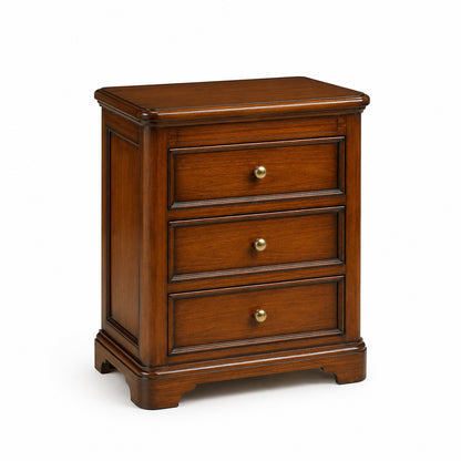 Toulouse Sleigh French 3 Drawer Bedside Table - Mahogany