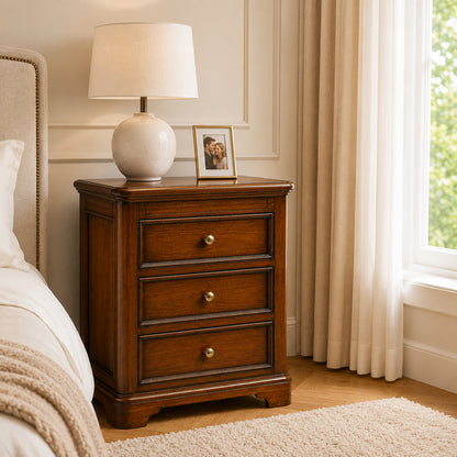 Toulouse Sleigh French 3 Drawer Bedside Table