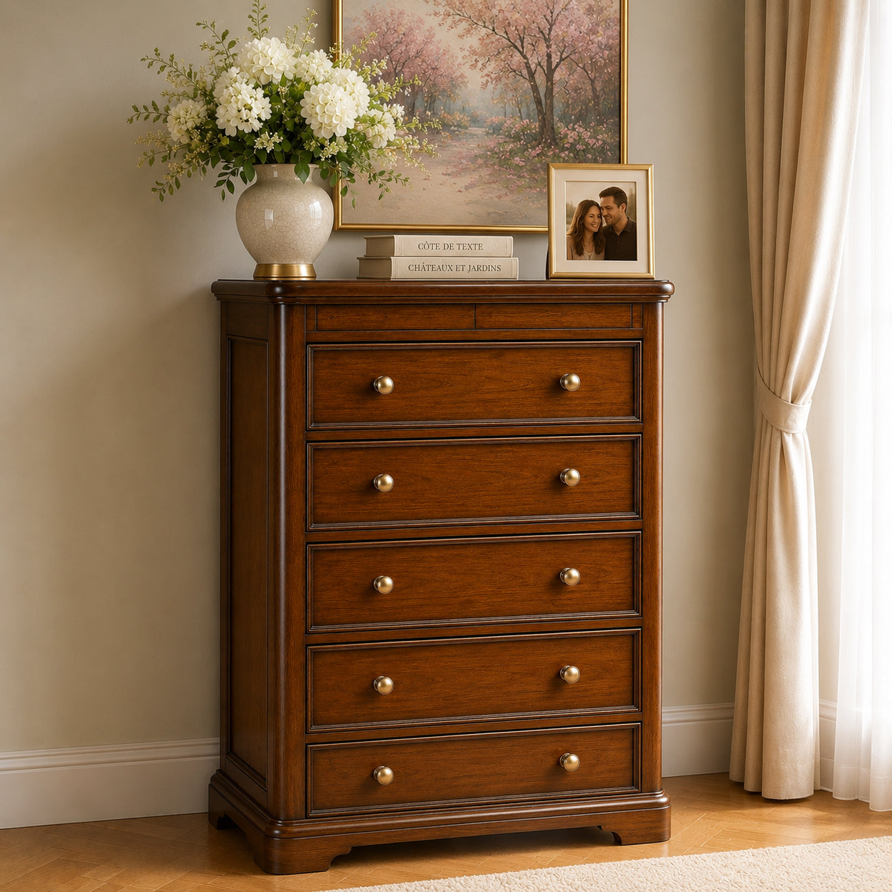 Toulouse Sleigh French Tall Chest of Drawers
