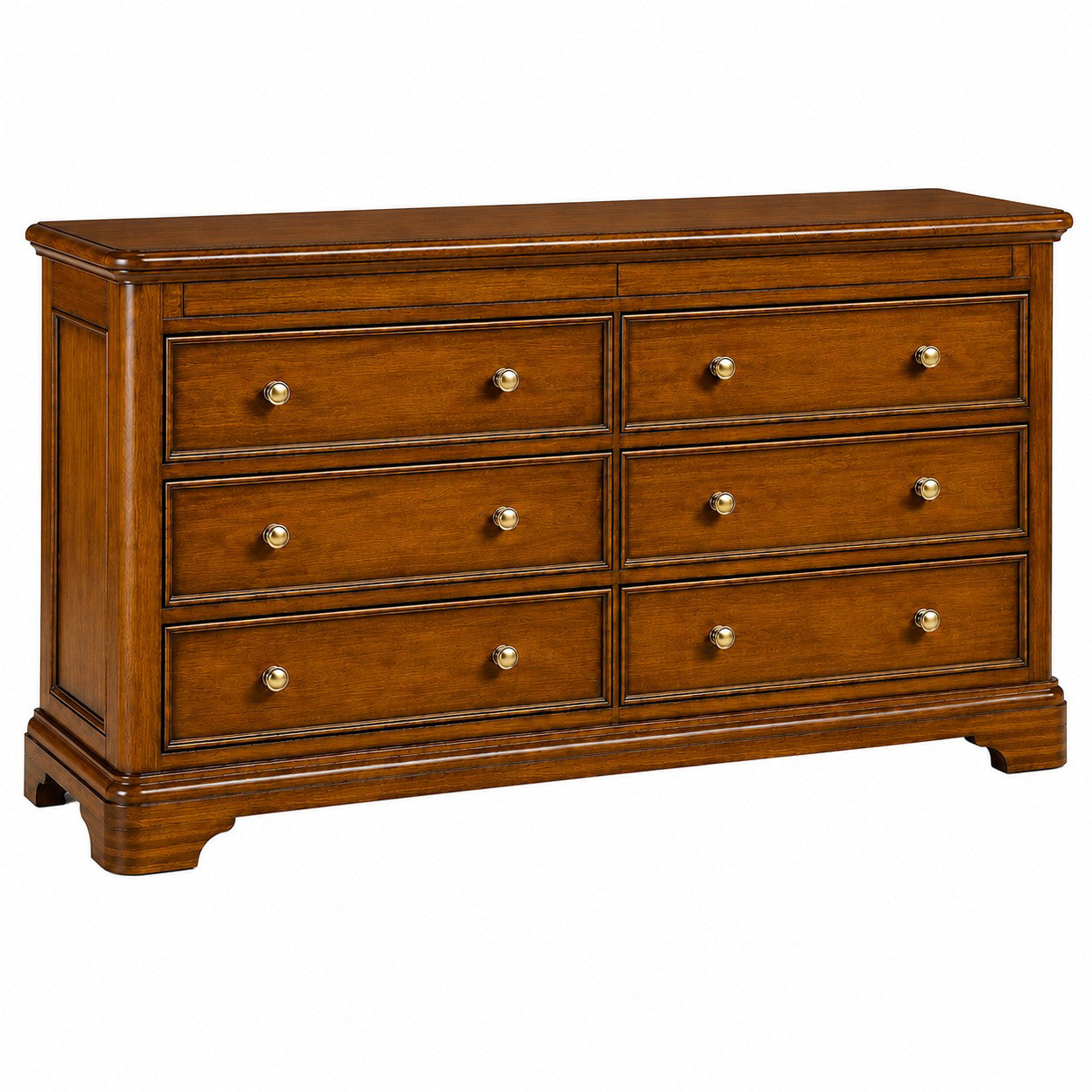Toulouse Sleigh French 6 Drawer Wide Chest - Mahogany