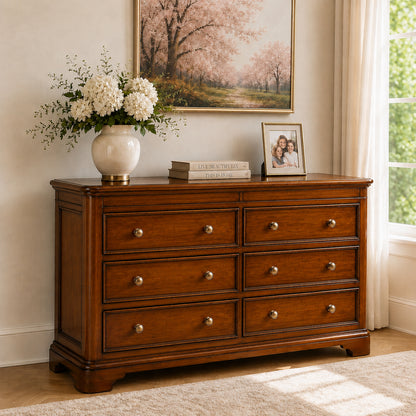 Toulouse Sleigh French 6 Drawer Wide Chest