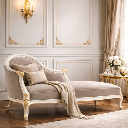Versailles French Chaise with Gold Highlights