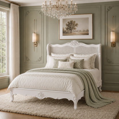 Versailles Curved French Rattan Bed