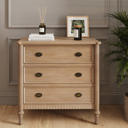 Willow Lime Washed French 3 Drawer Chest
