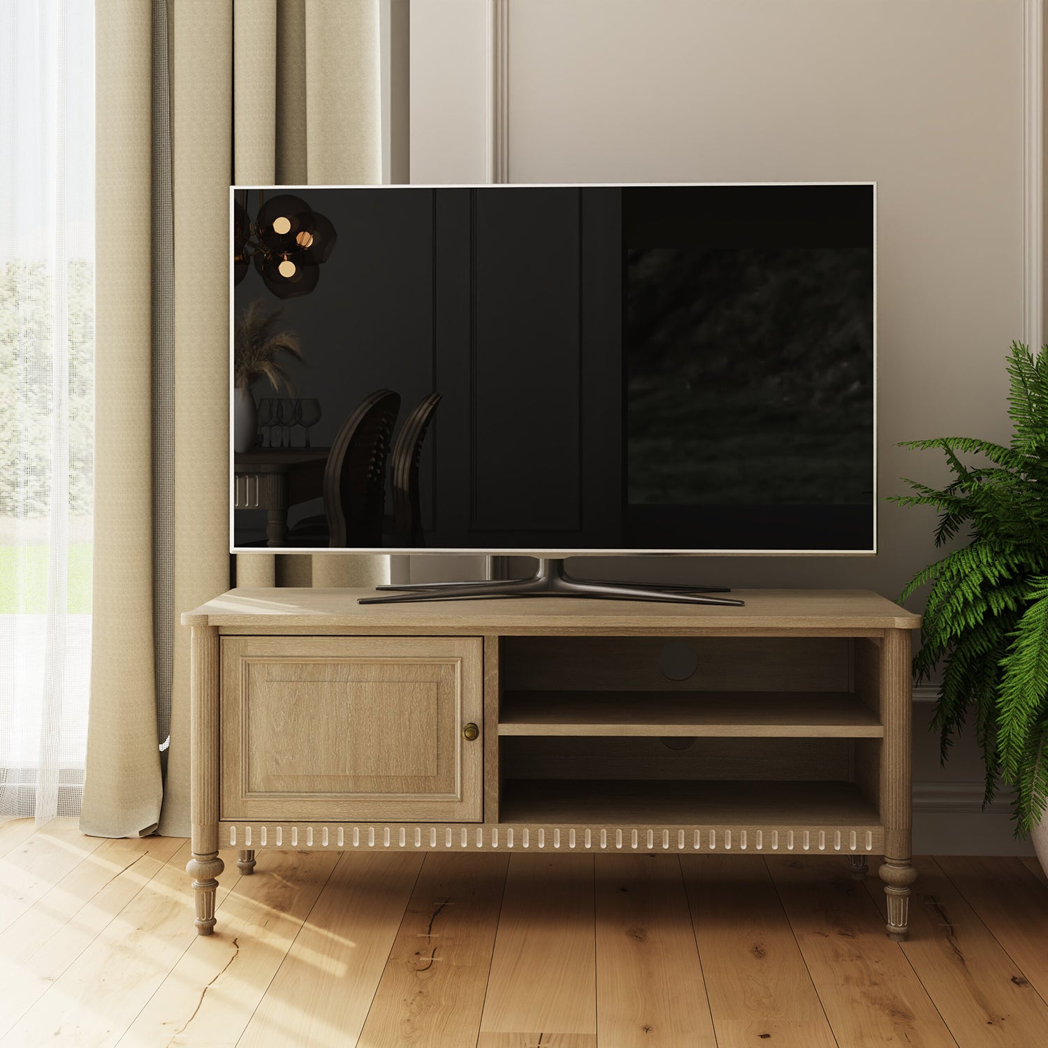 Willow French TV Cabinet Lime Washed