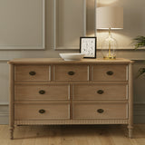 Willow Lime Washed French 7 Drawer Wide Chest
