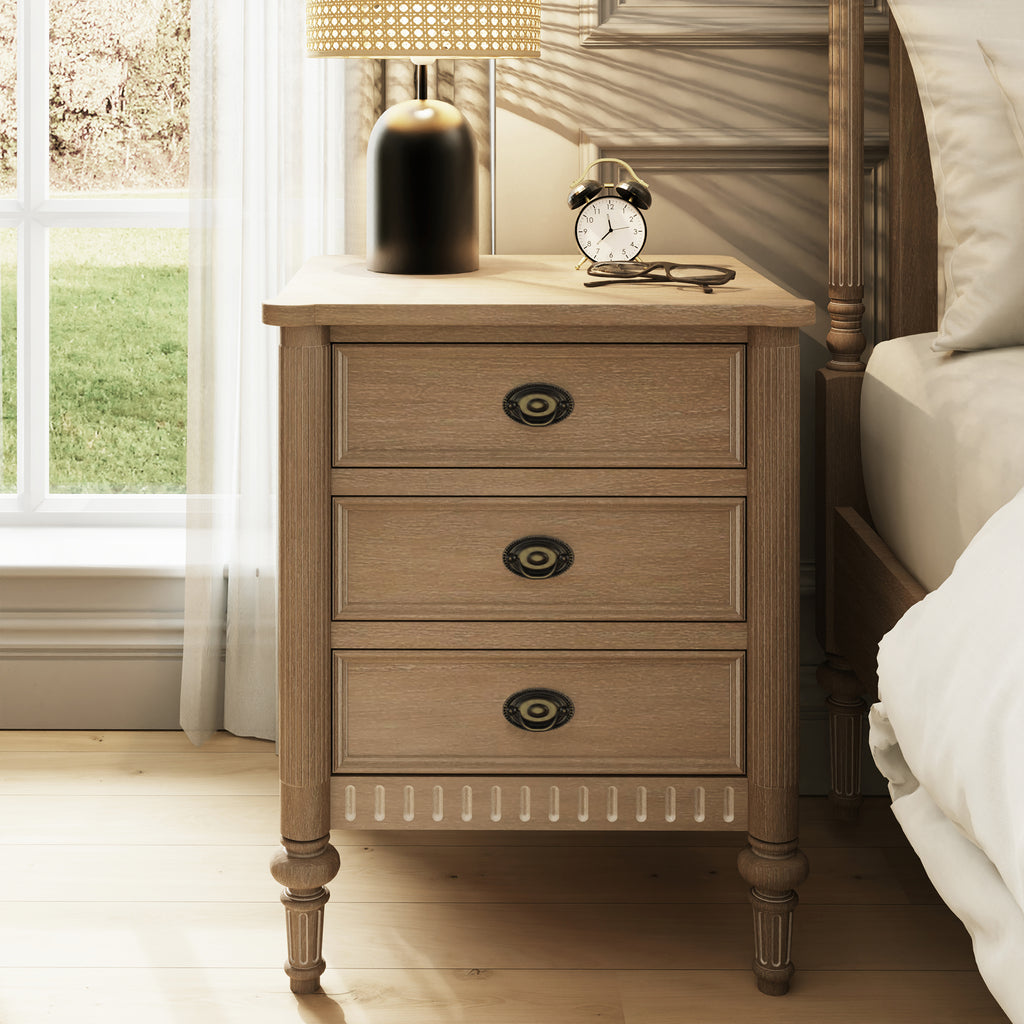 Willow Lime Washed French Bedside Table