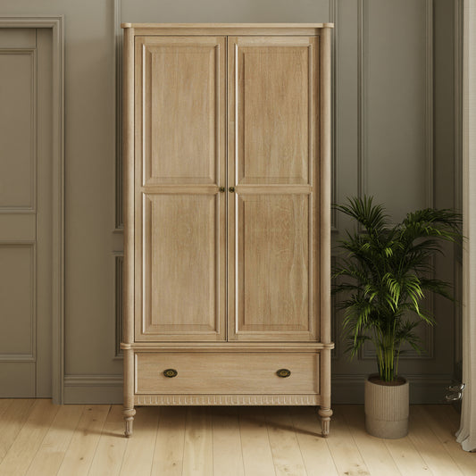 Willow Lime Washed French Double Wardrobe