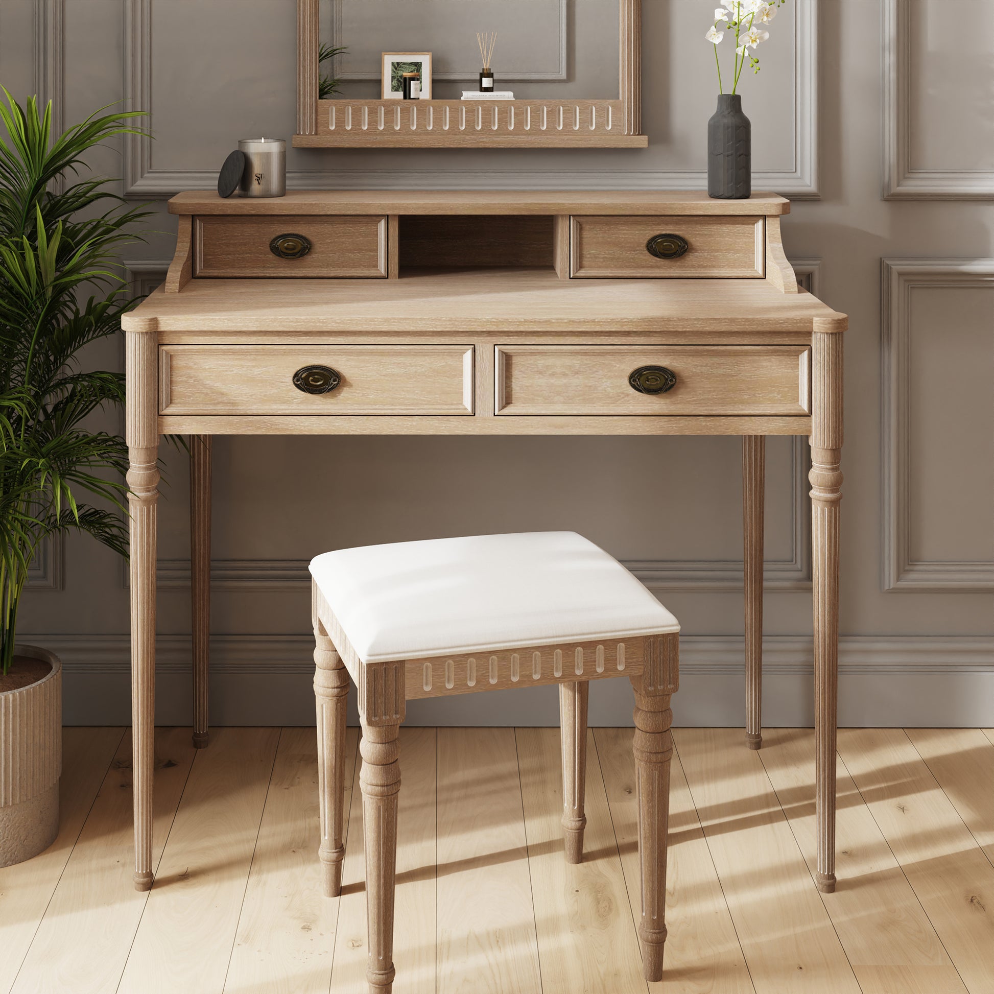 Willow Lime Washed French Dressing Table Desk