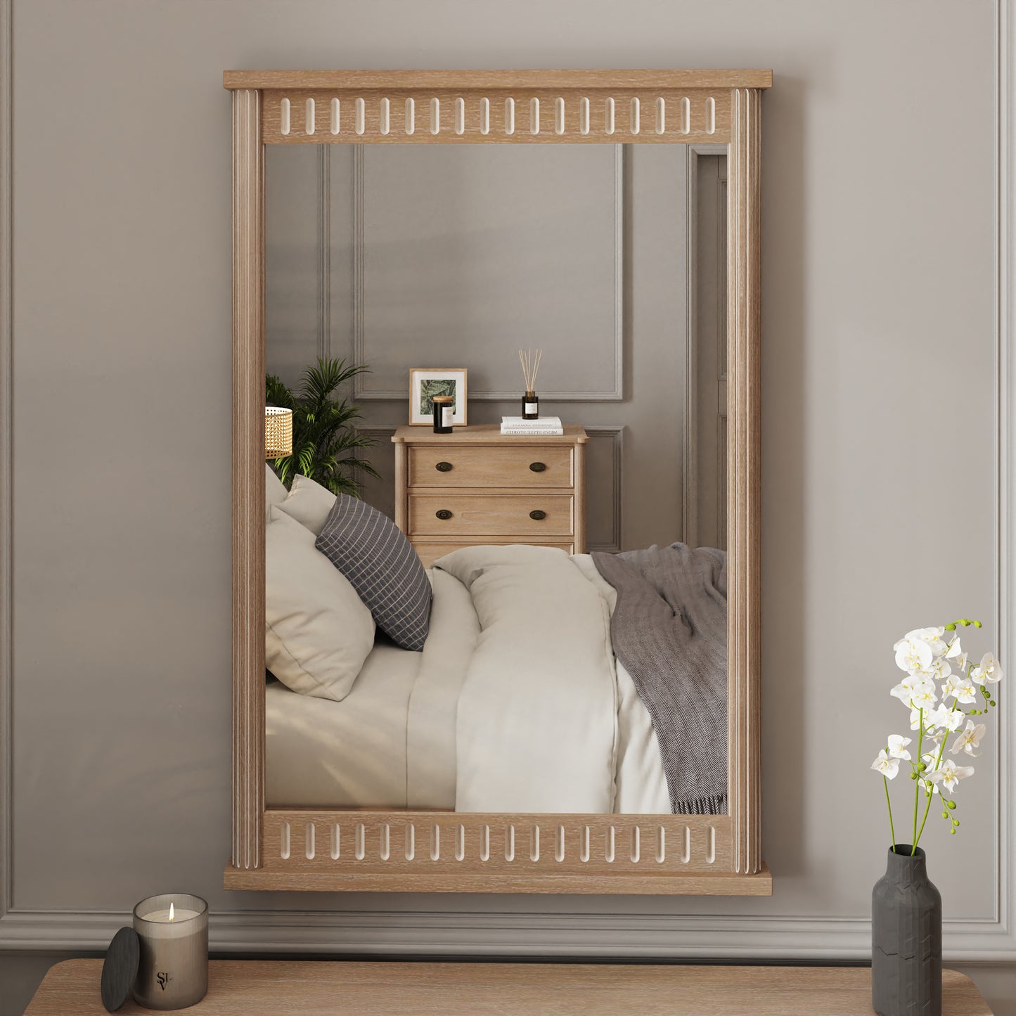 Willow Lime Washed French Wall Mirror