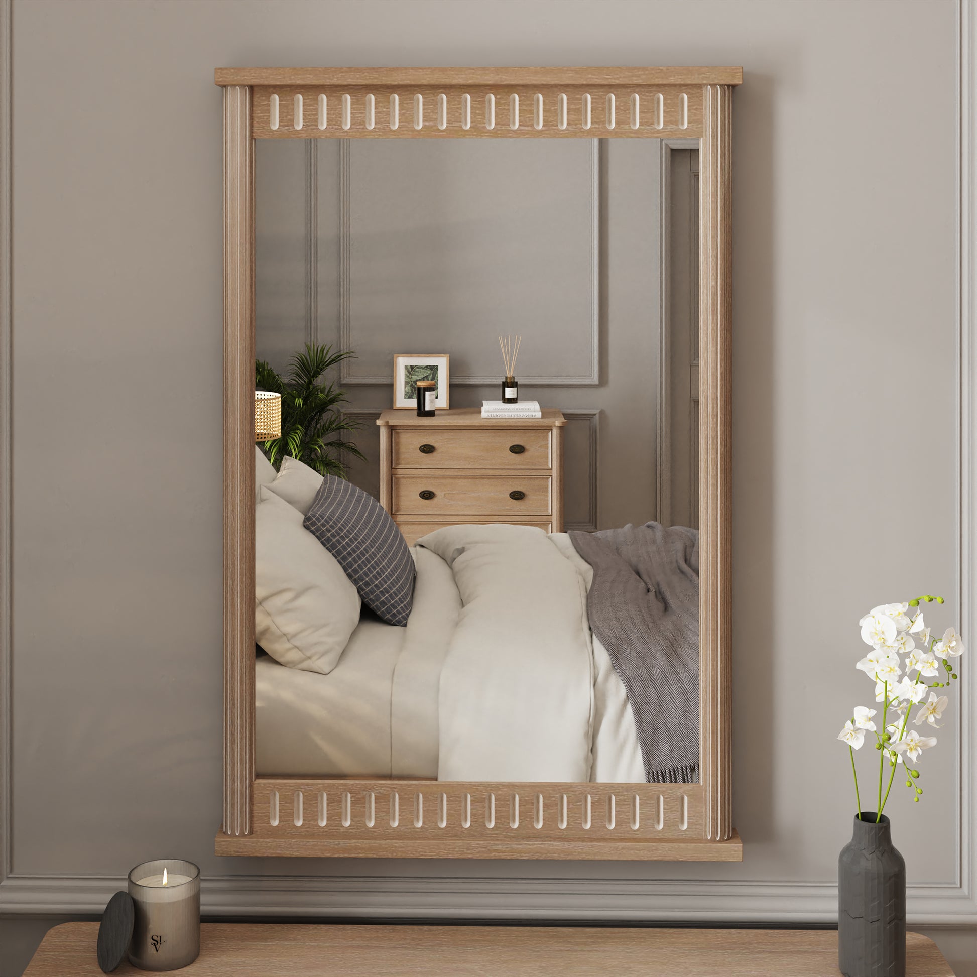 Willow Lime Washed French Wall Mirror