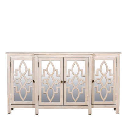 Wooden 4 Door Mirrored Breakfront Sideboard