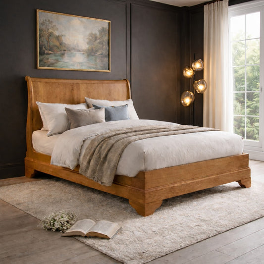 Willis Gambier Bordeaux Oak Sleigh French Bed