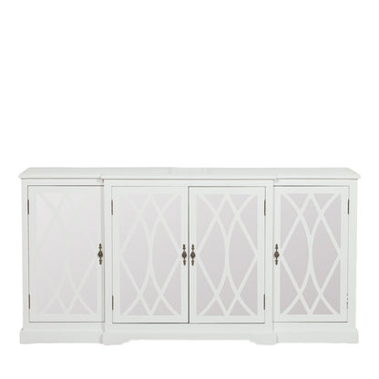 French Breakfront White Mirror Front Sideboard
