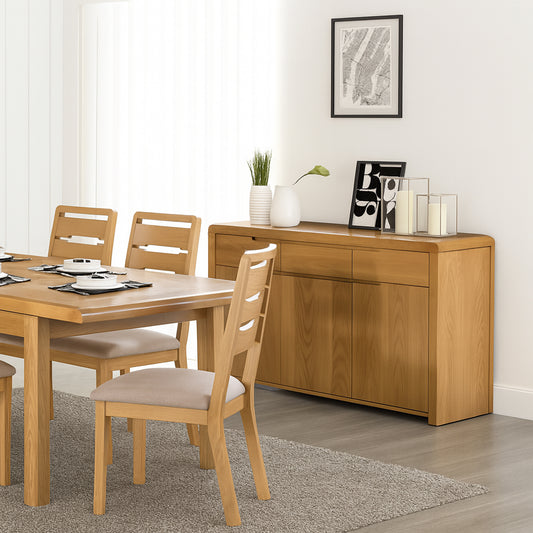 Curve 3 Door Oak Sideboard