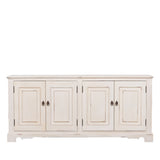 Distressed Aged White Brush Painted Classical Sideboard