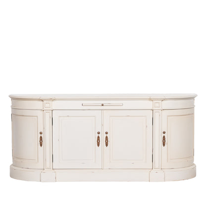 Distressed Ivory Large French Curved Sideboard
